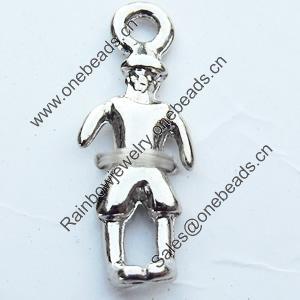 Pendant, Zinc Alloy Jewelry Findings, 7x19mm, Sold by Bag