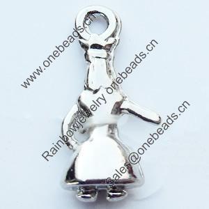Pendant, Zinc Alloy Jewelry Findings, 9x18mm, Sold by Bag