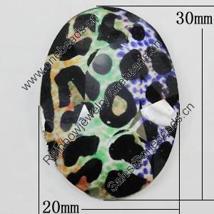 Resin Cabochons, No-Hole Jewelry findings, Faceted Flat Oval 20x30mm, Sold by Bag  