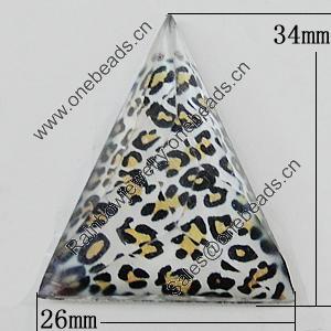 Resin Cabochons, No-Hole Jewelry findings, Faceted Triangle 26x34mm, Sold by Bag  