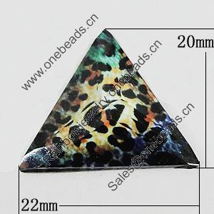 Resin Cabochons, No-Hole Jewelry findings, Faceted Triangle 22x20mm, Sold by Bag  
