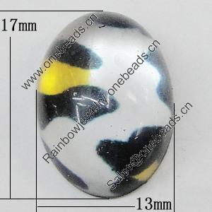 Resin Cabochons, No-Hole Jewelry findings, Flat Oval 13x17mm, Sold by Bag  