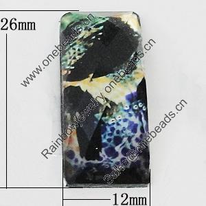 Resin Cabochons, No-Hole Jewelry findings, Faceted Rectangle 26x12mm, Sold by Bag  