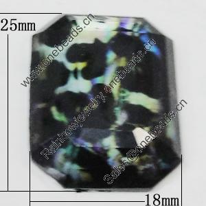Resin Cabochons, No-Hole Jewelry findings, Faceted Polygon 25x18mm, Sold by Bag  