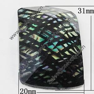 Resin Cabochons, No-Hole Jewelry findings, Faceted Rectangle 20x31mm, Sold by Bag  