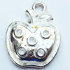 Pendant, Zinc Alloy Jewelry Findings, Apple, 17x21mm, Sold by Bag