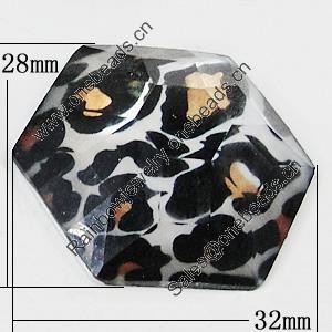Resin Cabochons, No-Hole Jewelry findings, Faceted Polygon 32x28mm, Sold by Bag  