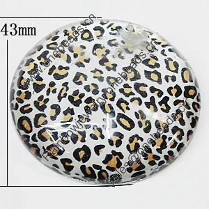 Resin Cabochons, No-Hole Jewelry findings, Flat Round 43mm, Sold by Bag  