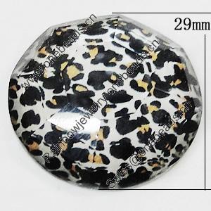 Resin Cabochons, No-Hole Jewelry findings, Faceted Flat Round 29mm, Sold by Bag  