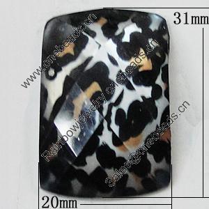 Resin Cabochons, No-Hole Jewelry findings, Faceted Rectangle 20x31mm, Sold by Bag  
