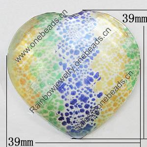 Resin Cabochons, No-Hole Jewelry findings, Faceted Heart 39x39mm, Sold by Bag  