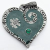 Pendant, Zinc Alloy Jewelry Findings, Heart, 38mm, Sold by Bag