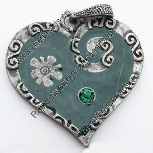 Pendant, Zinc Alloy Jewelry Findings, Heart, 38mm, Sold by Bag