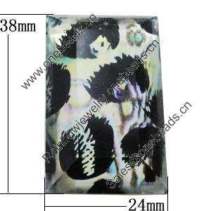 Resin Cabochons, No-Hole Jewelry findings, Faceted Rectangle 24x38mm, Sold by Bag  