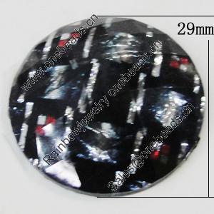 Resin Cabochons, No-Hole Jewelry findings, Faceted Flat Round 29mm, Sold by Bag  