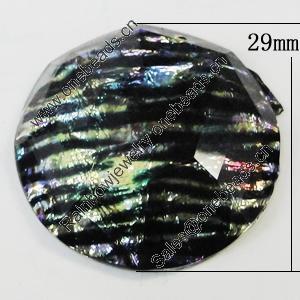 Resin Cabochons, No-Hole Jewelry findings, Faceted Flat Round 29mm, Sold by Bag  