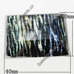 Resin Cabochons, No-Hole Jewelry findings, Faceted Rectangle 40x30mm, Sold by Bag  