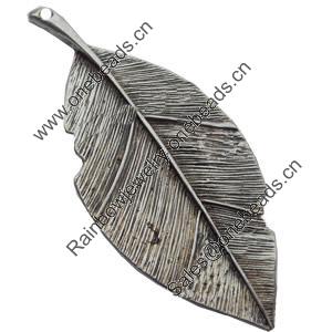 Pendant, Zinc Alloy Jewelry Findings, Leaf, 37x84mm, Sold by Bag  