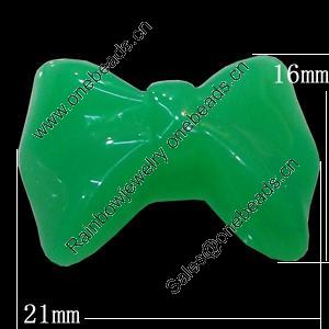 Imitate Jade Resin Cabochons, Bowknot 21x16mm Sold by Bag  