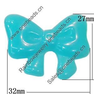 Imitate Jade Resin Cabochons, Bowknot 32x27mm Sold by Bag  