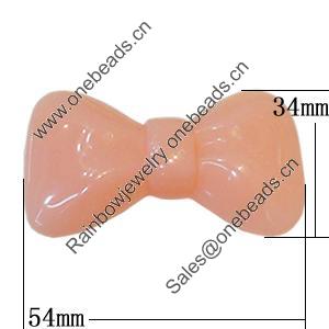 Imitate Jade Resin Cabochons, Bowknot 54x34mm Sold by Bag  
