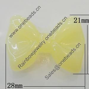 Imitate Jade Resin Cabochons, Bowknot 28x21mm Sold by Bag  
