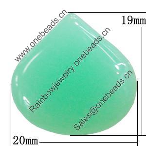 Imitate Jade Resin Cabochons, Teardrop 20x19mm Sold by Bag