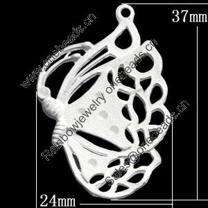 Pendant, Zinc Alloy Jewelry Findings, Butterfly 24x37mm, Sold by Bag  