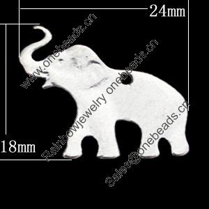 Pendant, Zinc Alloy Jewelry Findings, Elephant 24x18mm, Sold by Bag  
