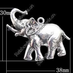 Pendant, Zinc Alloy Jewelry Findings, Elephant 38x30mm, Sold by Bag