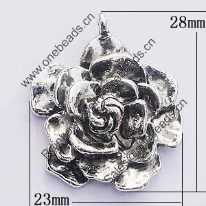 Pendant, Zinc Alloy Jewelry Findings, Flower 23x28mm, Sold by Bag  