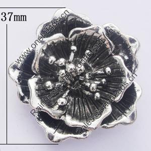 Pendant, Zinc Alloy Jewelry Findings, Flower 37mm, Sold by Bag