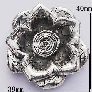 Pendant, Zinc Alloy Jewelry Findings, Flower 39x40mm, Sold by Bag