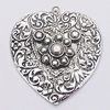 Pendant, Zinc Alloy Jewelry Findings, Heart 43x47mm, Sold by Bag