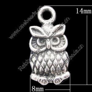 Pendant, Zinc Alloy Jewelry Findings, 8x14mm, Sold by Bag  