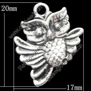 Pendant, Zinc Alloy Jewelry Findings, Animal 17x20mm, Sold by Bag