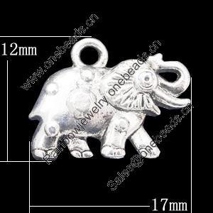 Pendant, Zinc Alloy Jewelry Findings, Elephant 17x12mm, Sold by Bag  