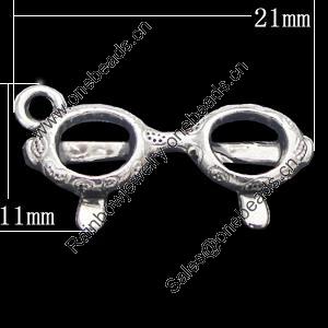 Pendant, Zinc Alloy Jewelry Findings, Glasses 21x11mm, Sold by Bag  