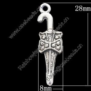 Pendant, Zinc Alloy Jewelry Findings, 8x28mm, Sold by Bag