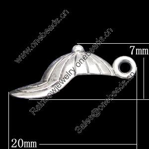 Pendant, Zinc Alloy Jewelry Findings, Cap 20x7mm, Sold by Bag  