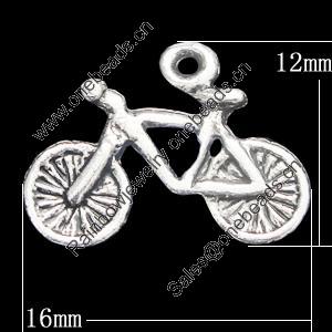 Pendant, Zinc Alloy Jewelry Findings, Bike 16x12mm, Sold by Bag  