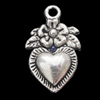 Pendant, Zinc Alloy Jewelry Findings, Heart 10x18mm, Sold by Bag  