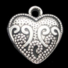 Pendant, Zinc Alloy Jewelry Findings, Heart 15x17mm, Sold by Bag  