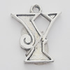 Pendant, Zinc Alloy Jewelry Findings, Letter 16x19mm, Sold by Bag  