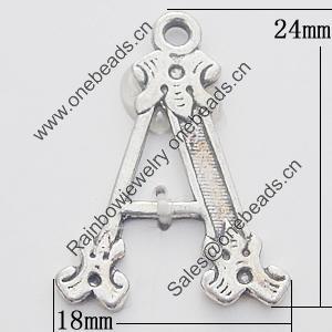 Pendant, Zinc Alloy Jewelry Findings, Letter 18x24mm, Sold by Bag  