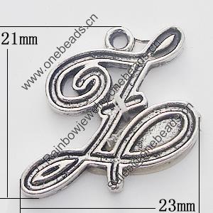Pendant, Zinc Alloy Jewelry Findings, Letter 23x21mm, Sold by Bag  