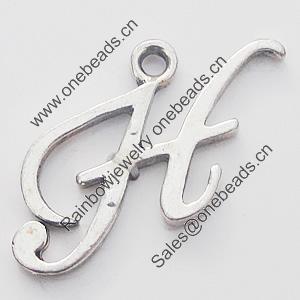 Pendant, Zinc Alloy Jewelry Findings, Letter 15x21mm, Sold by Bag  