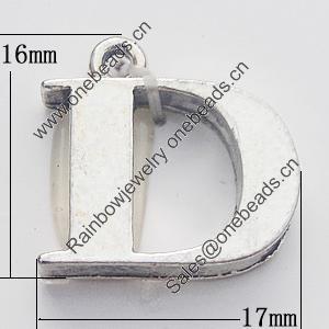 Pendant, Zinc Alloy Jewelry Findings, Letter 17x16mm, Sold by Bag  