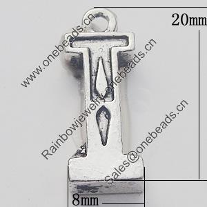 Pendant, Zinc Alloy Jewelry Findings, Letter 8x20mm, Sold by Bag  
