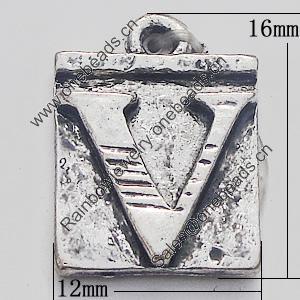 Pendant, Zinc Alloy Jewelry Findings, 12x16mm, Sold by Bag  